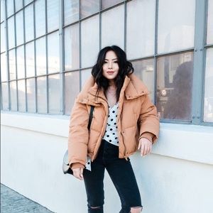 H&M Cropped Camel Puffer Coat